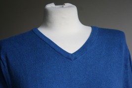 J. Crew Men's S Cotton Cashmere Blue V-Neck Pullover Sweater 29235 - $20.25