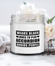 Accordion Candle - Wears Black Loves To Play Avoids People - Funny 9 oz Hand  - £15.71 GBP