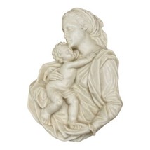 Vintage Resin Mary Madonna Child Made in Italy White Wall Mount 7” X 4.5” - £22.07 GBP