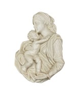 Vintage Resin Mary Madonna Child Made in Italy White Wall Mount 7” X 4.5” - $29.39