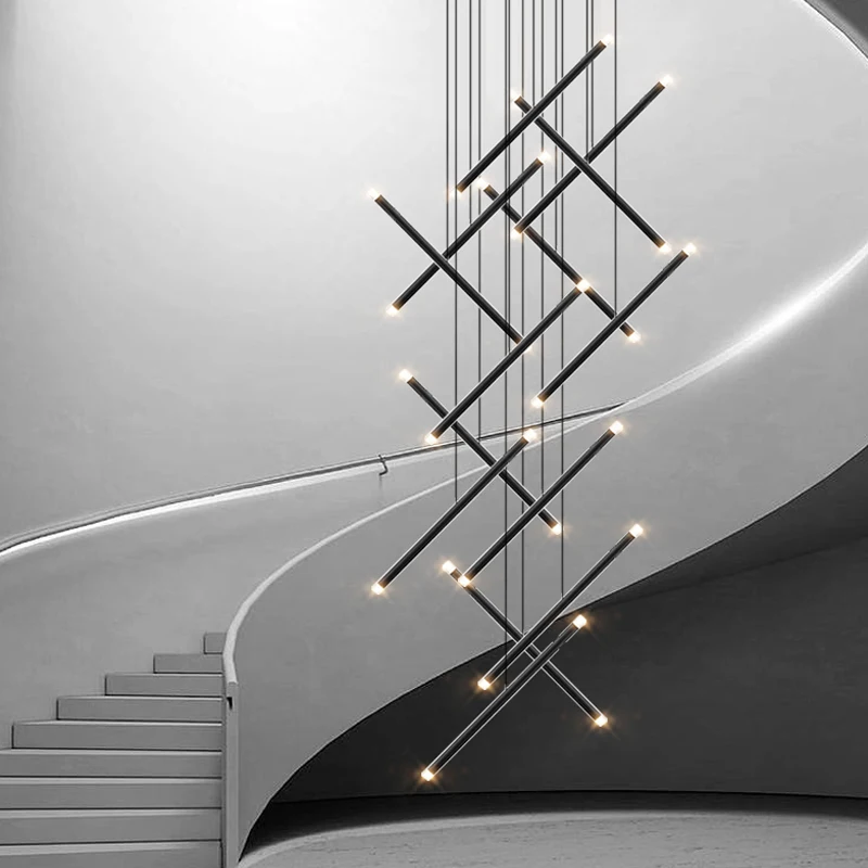 Modern Black Staircase Chandeliers Stair Living Room LED Ceiling Pendant... - $64.80+