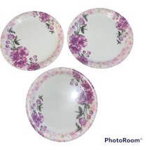 Mayfair Superior Melamine 3 Floral Plates Purple &amp; Pink Flowers Picnic O... - £7.88 GBP