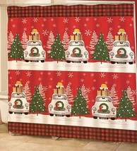 Avanti Farm Truck Christmas Fabric Shower Curtain Holiday 72x72&quot; Buffalo... - £28.80 GBP