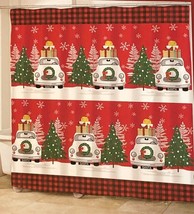 Avanti Farm Truck Christmas Fabric Shower Curtain Holiday 72x72&quot; Buffalo... - £28.42 GBP