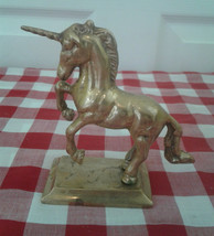 Brass Statue Of A Trotting Unicorn 4.75 Inches Tall - £8.31 GBP