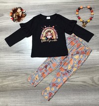 NEW Boutique Thanksgiving Turkey Rainbow Girls Shirt &amp; Distressed Leggins Outfit - $4.54+