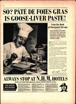 1938 Print Ad N.H.M. Hotels Chef Reading Book Of Permanent Set-Ups E5 - £20.76 GBP