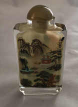 Signed Detailed Asian Chinese Reverse Painted Glass Vintage Snuff Bottle Antique - £35.60 GBP