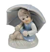 Duncan Royale Girl with Umbrella 4.5 inch Ceramic Porcelain Figurine Vintage - $18.41
