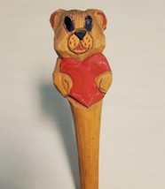 Teddy Bear Wooden Pen Hand Carved Wood Ballpoint Hand Made Handcrafted V109 - £6.33 GBP