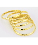 24K gold plated Bangle Bracelet For Women 2 Pc Openable - $32.71