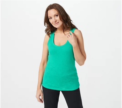 G.I.L.I. Knit Round Neck Fitted Sleeveless Tank Trim (Jade Green, XS) A399063 - £12.24 GBP