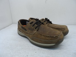 Rockport Work Men&#39;s Sailing Club Steel-Toe Boat Shoes Brown Leather Size 8W - $71.24