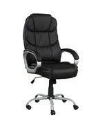 Black PU Leather Office Chair - Adjustable Height Swivel Desk Chair - €236,77 EUR