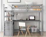 Wood Twin Size Loft Bed Frame With Desk, Shelves And Storage Drawers, Fo... - £779.49 GBP