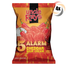 4x Bags Uncle Ray&#39;s 5 Alarm Cheddar Sour Cream Flavored Potato Chips | 3oz - £14.64 GBP