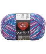 Red Heart Comfort Yarn-White, Turquoise &amp; Violet Print E707D-4111 - $717.97 MXN