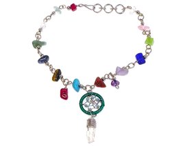 Mia Jewel Shop Dream Catcher Quartz Crystal Dangle Multicolored Chip Stone Metal - £8.93 GBP