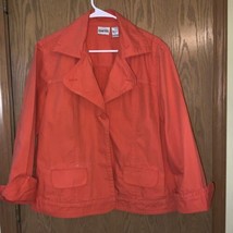 Chico&#39;s Size 3 Orange Single Button Jacket boxy coat spring summer - £15.52 GBP