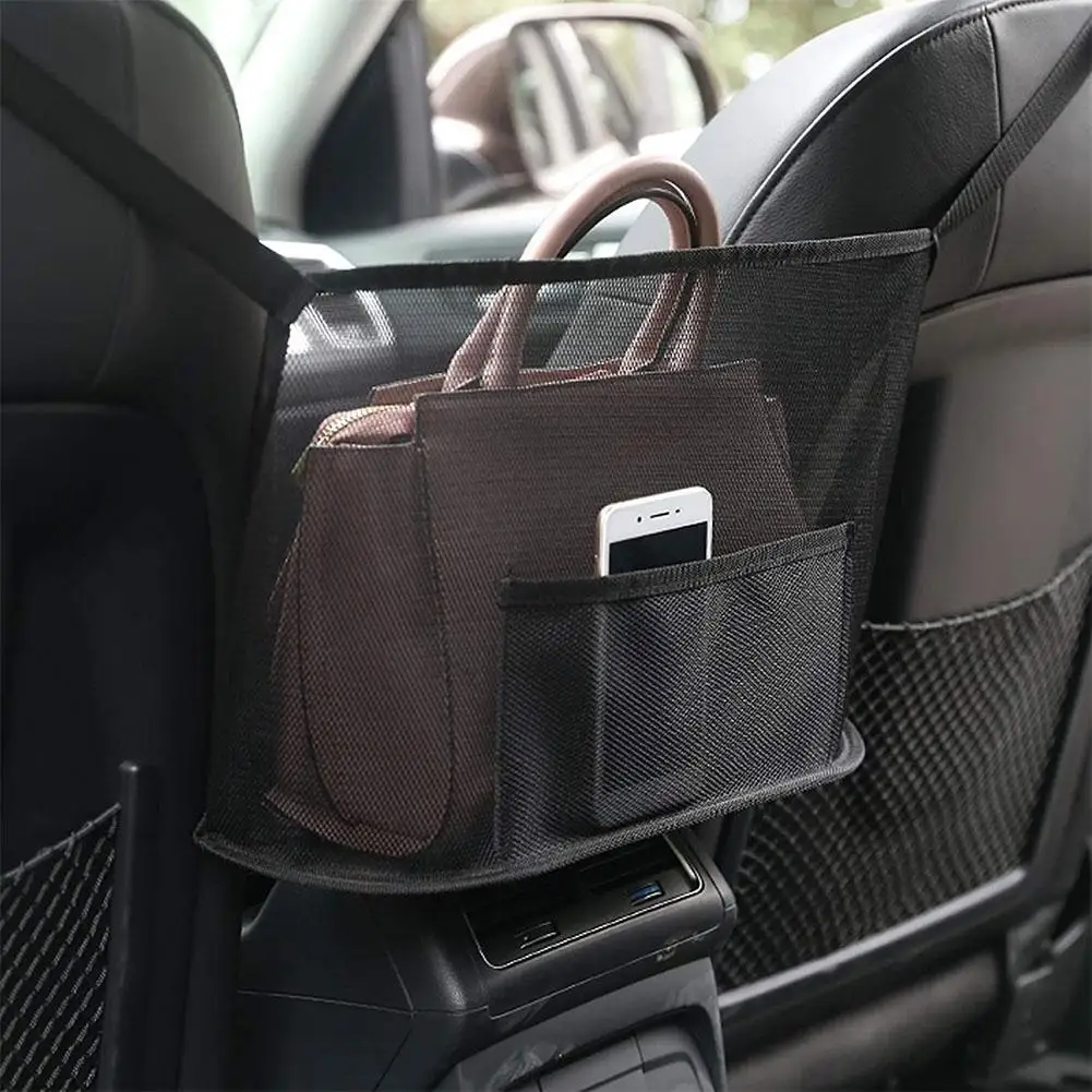 Large Capacity Car Seat Net Pocket Handbag Purse Holder Mesh Back Pouch Between - £10.92 GBP+