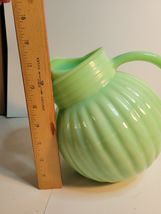 Jadeite Tilted Ball Pitcher Rare with Vertical Ribbing image 7