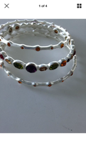 set of 3: beaded bracelets with multicolored stones - £78.68 GBP