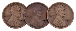 Lot of 3 Lincoln Cents (1911, 1914, 1915)-S in VG to Fine Condition, Brown Color - £58.14 GBP