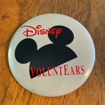 Walt Disney World Pin Button VoluntEars Mickey Mouse Ears Black and Whit... - $9.89