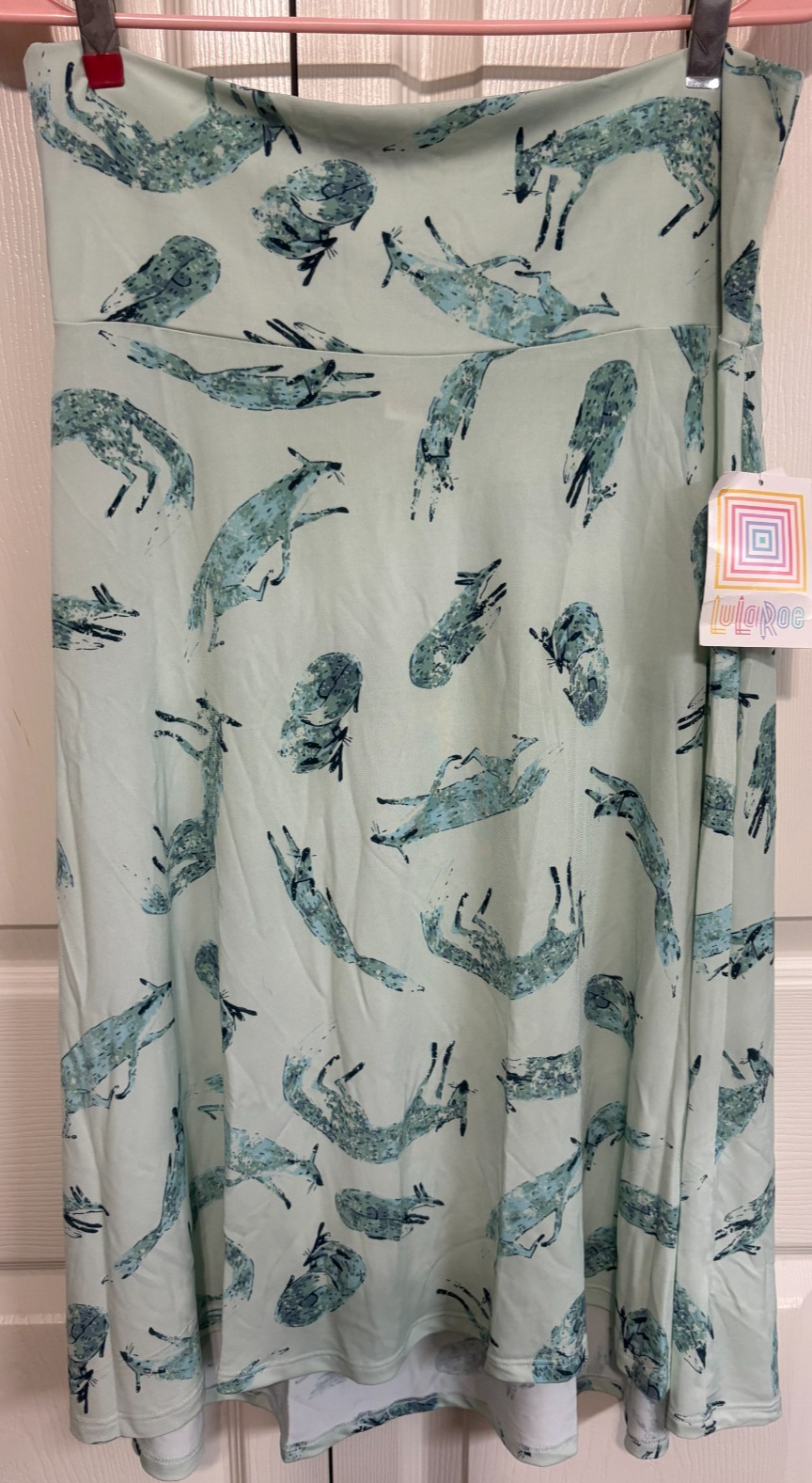 Lularoe M Azure Slinky Fox Knee Length Womens Skirt NEW - $14.85