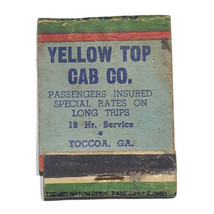 Yellow Top Cab Co. Toccoa Georgia Advertising Vintage 50’s Matchbook Cover - £3.89 GBP