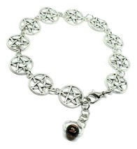 Pentacle Pagan Wiccan Charm Bracelet Chain Obsidian Prayer Bead Bracelet Anklet - £10.55 GBP
