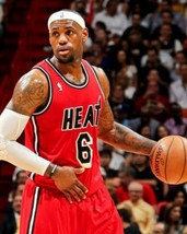 Lebron James 8X10 Photo Miami Heat Basketball Nba Close Up With Ball - £3.88 GBP
