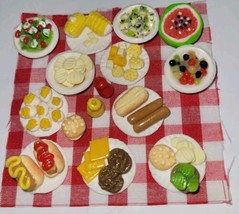 Dollhouse Picnic  Set Hamburger Hot Dogs Potato Salad Loose - £14.50 GBP