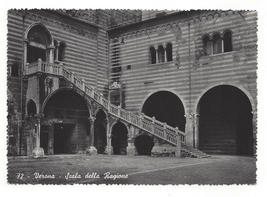 Italy Verona Scala Della Ragione Palace Stairs Giani Ferrari Postcard RPPC 4X6 - $8.95