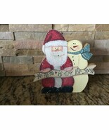 Christmas Santa Snowman Wood Cut out Farm House - $10.75 CAD