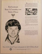 1952 Print Ad USA Medal of Honor Winner Henry A. Commiskey USMC US Defense Bonds - £11.66 GBP