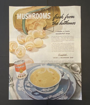 Vintage Print Ad Campbells Cream of Mushroom Soup Ephemera 1945 13.5&quot; x  10.5&quot; - £11.71 GBP