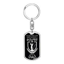 Golfer Dad Dog Tag Pendant Keychain Stainless Steel or 18k Gold - £43.47 GBP