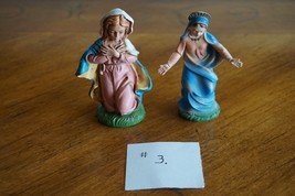 Vtg Christmas Nativity Hard Plastic Lot 2x Italy Mary Kneeling Standing ... - $12.95
