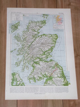 1925 Vintage Physical Map Of Scotland - $24.22