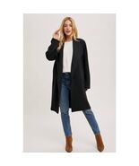Drape Open Front Collar Coatigan Jacket Black Knit M - $1,071.47 MXN