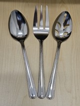 Gibson BEAD Stainless 18/0 Beaded Serving Set: Fork, Spoon, Slotted Spoo... - £12.75 GBP