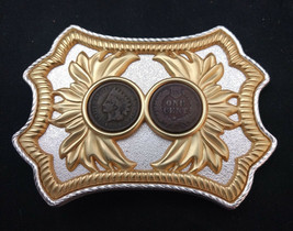 1889 USA One Cent Penny Coins In Belt Buckle With Unique Design 3 3/4&quot; x 2 3/4&quot; - £23.94 GBP