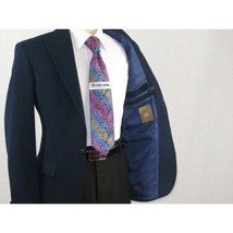 Mens Suit Turkey Flannel Jacket Peak Lapel One Button 20-02 Navy Wessi J... - $99.99