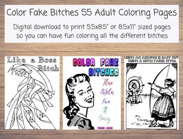 Color Fake Bitches Adult Coloring Book with Swear Words, Naughty Adult Coloring, - £3.20 GBP