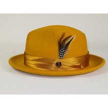 Mens Bruno Capelo Hat Australian Wool Crushable Fedora Giovani Un112 Mustard image 2