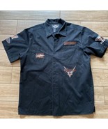 Harley Davidson Embroidered Patches Short Sleeve Button Up Black Shirt M... - £55.12 GBP