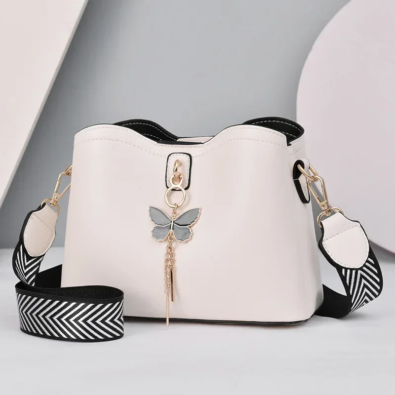 Women White Handbag New Designer Butterfly Tassel PU Leather Messenger B... - $29.12
