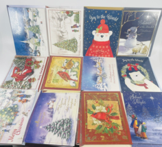 37 Christmas Holiday Cards Lot unused With Envelopes Mixed Large Size Bi... - $19.55