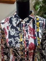 Jones New York  Women Floral Polyester Collared Long Sleeve Button Down Shirt L - £19.98 GBP